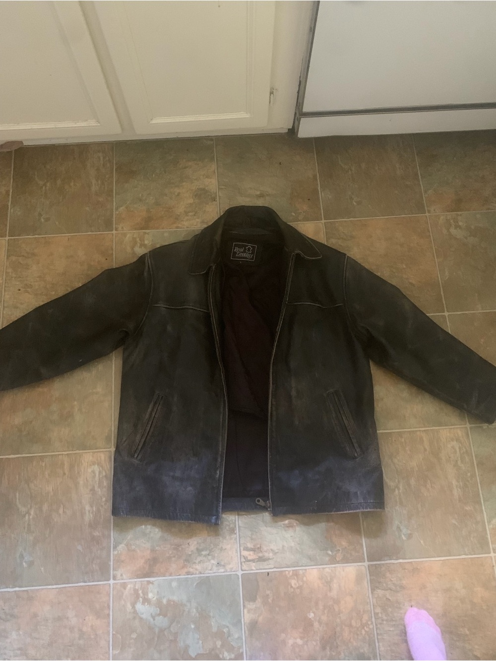 Men's Distressed brownish/grey/black Leather Jacket